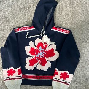 Daily Practice Navy and Pink Floral Women's Sweater